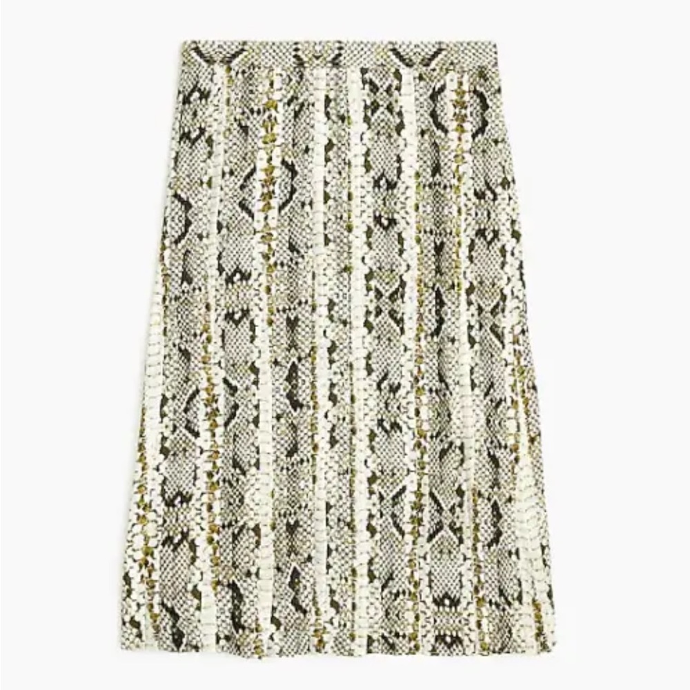 J. Crew Snakeskin Python Pleated A-Line Midi Slip… - image 4